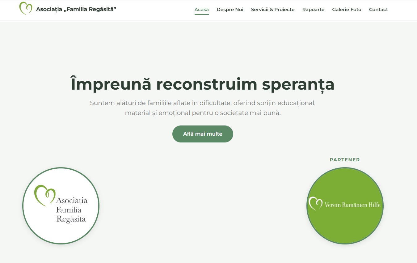 Asociația Familia Regăsită - Proiect Web